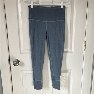 Lululemon Athletica Wunder Under Crop Ribbed Leggings Washed Moon Blue Size 6